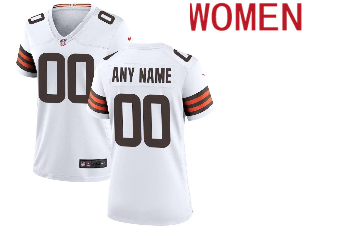 Women Cleveland Browns Nike White Custom Game NFL Jersey->customized nfl jersey->Custom Jersey